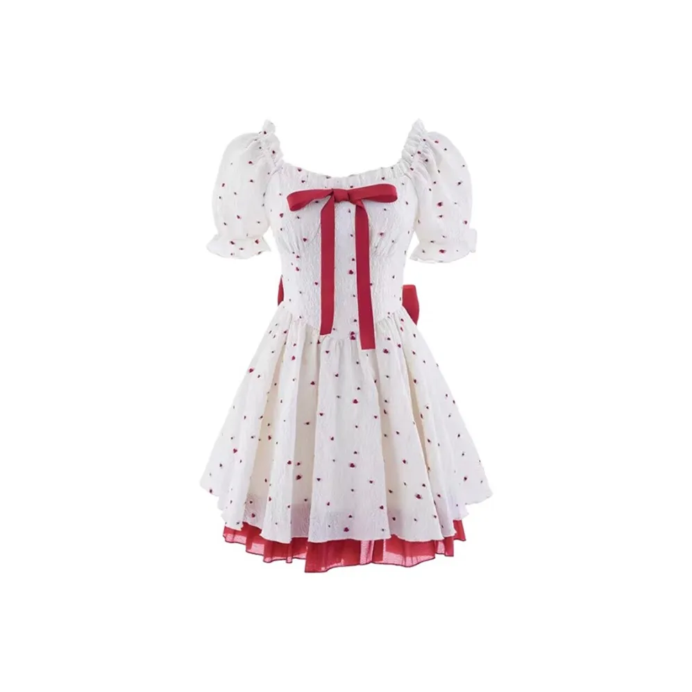 ONE PASS STUDIO Короткий рукав Платье Женское Red Heart