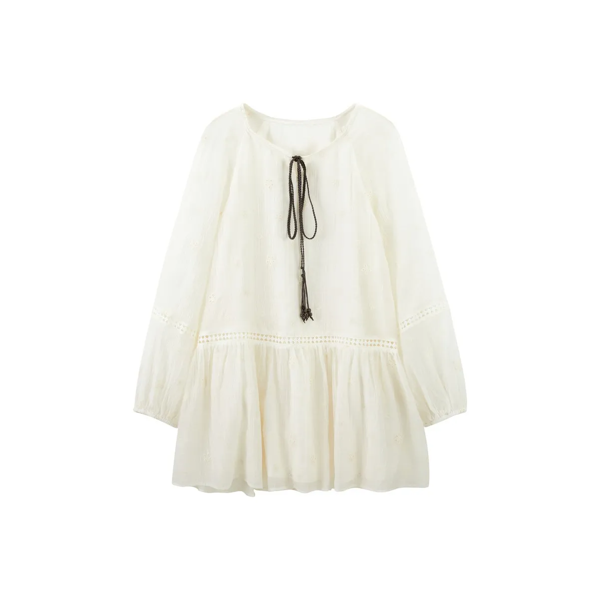 LEDIN Длинное платье с длинными рукавами женское бежево-желтое