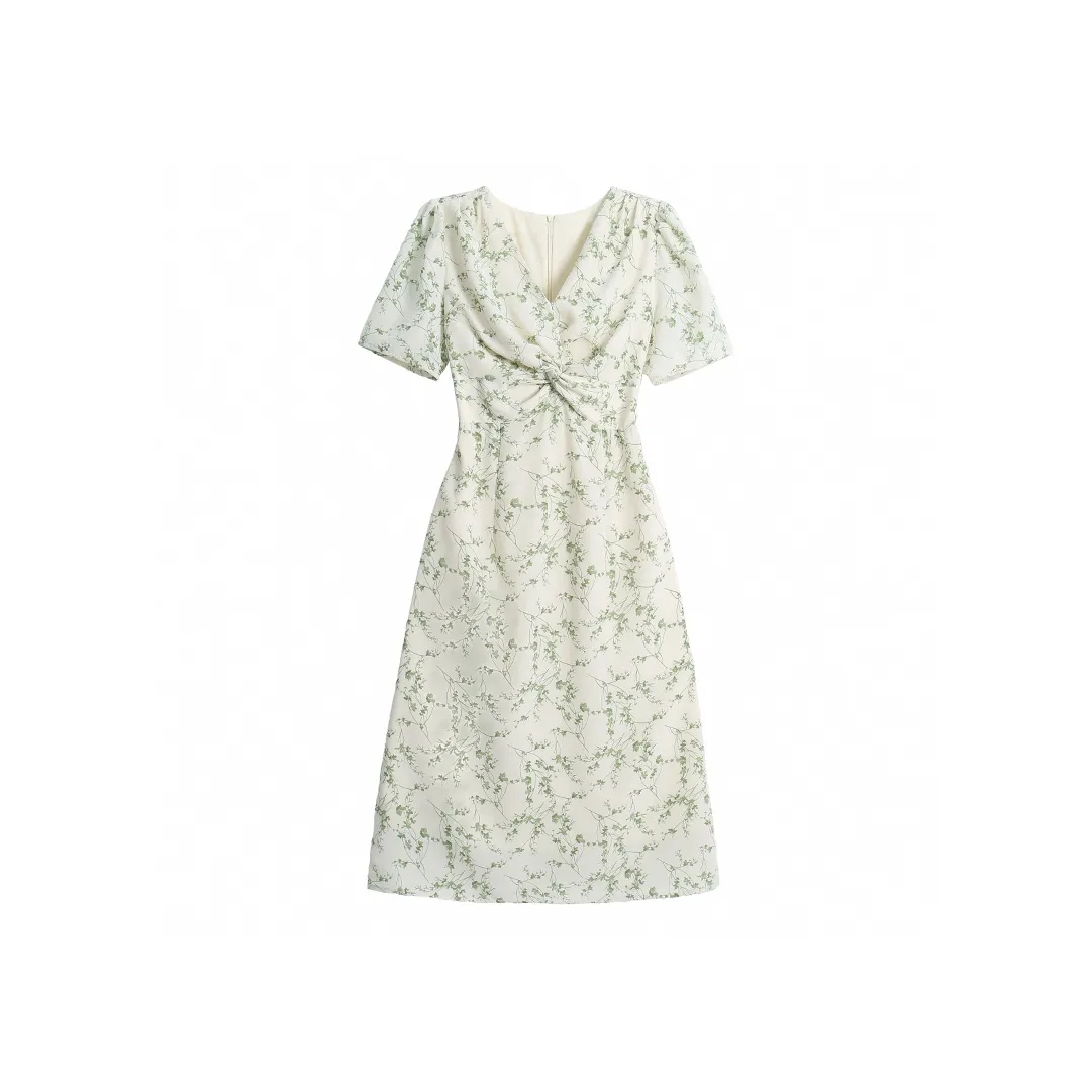ONE PASS STUDIO Short Sleeved Dress Women's Green Floral