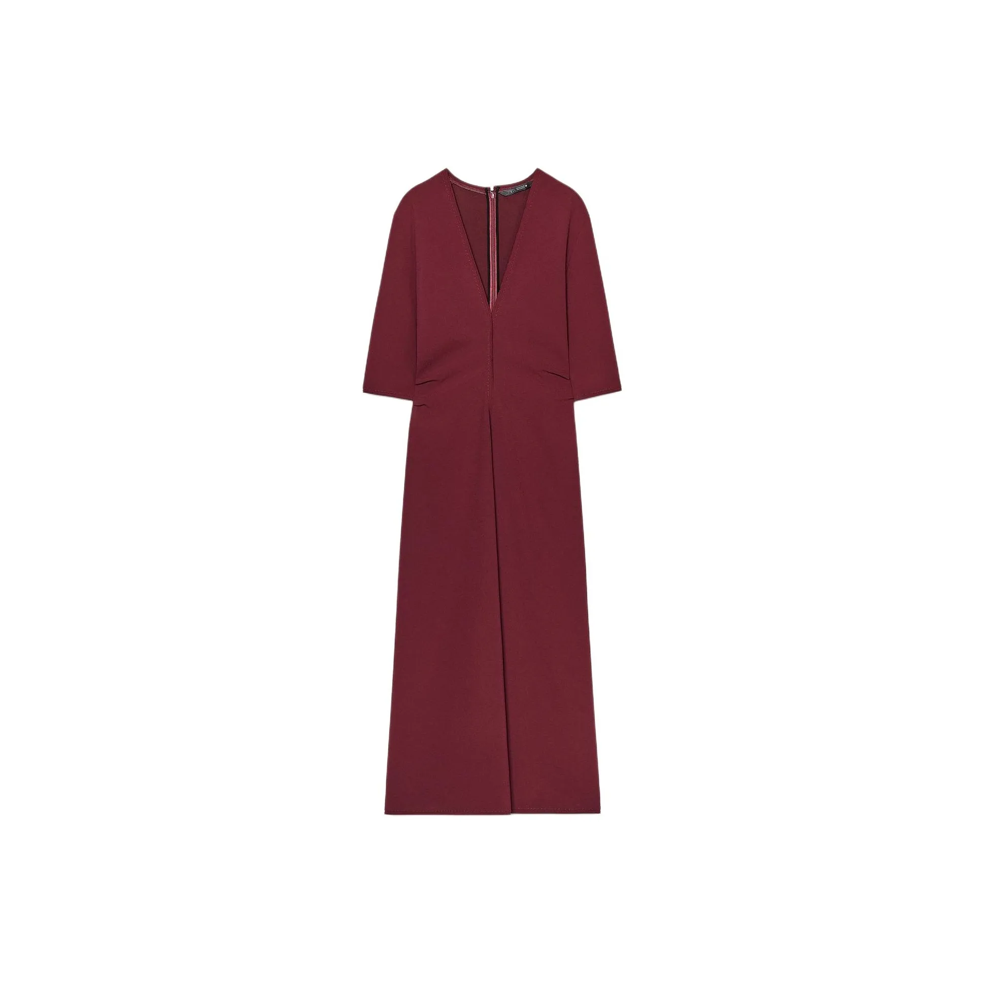 ZARA ZW Series Короткий рукав Платье Женское Темно-красное