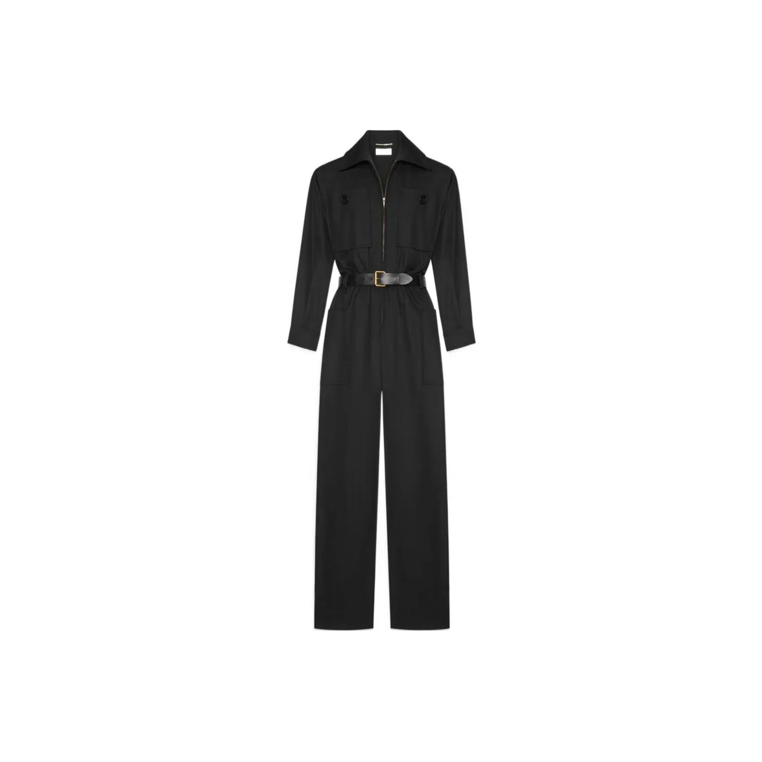 SAINT LAURENT Long Sleeved Belted Jumpsuit