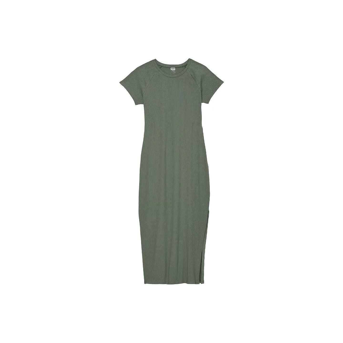 Victoria's Secret PINK CONTOUR RIBBED MIDI DRESS / Forest Pine Short-Sleeved Dresses Women's Forest Pine
