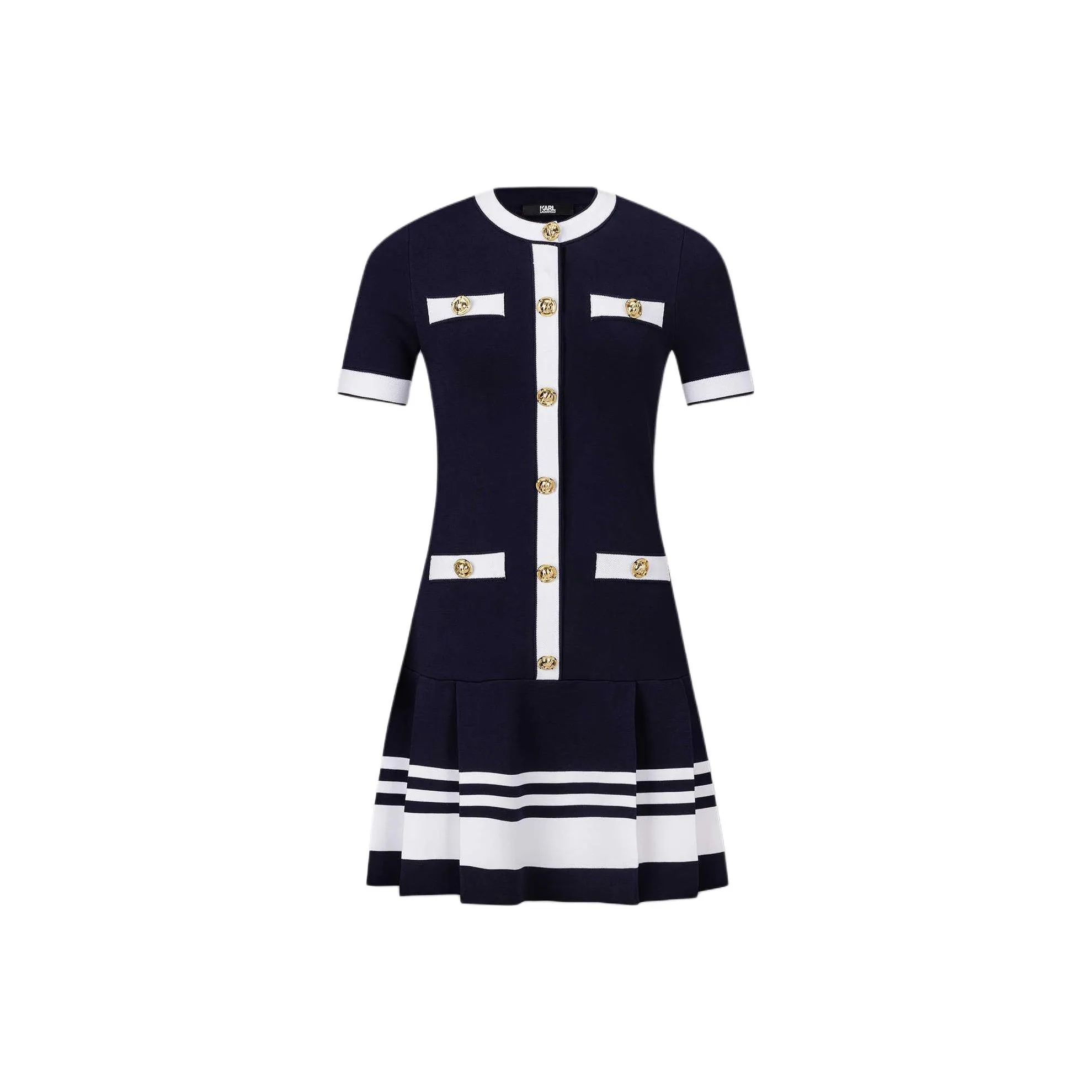 KARL LAGERFELD SS25 Короткий рукав Платье Женское Темно-синий