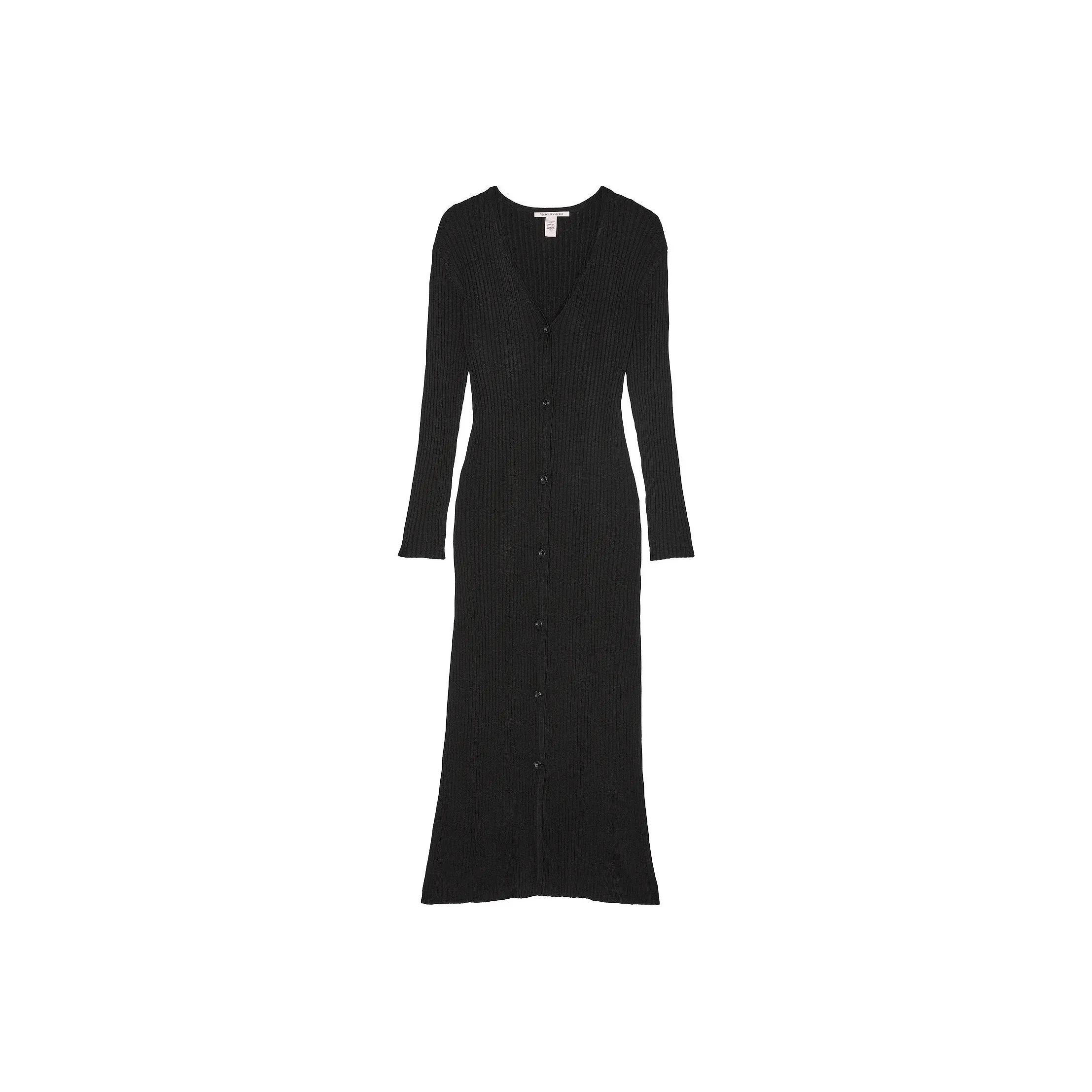 Victoria's Secret Luxe Crème Knit Cardigan Dress / BLACK Long Sleeved Dress Women's Black