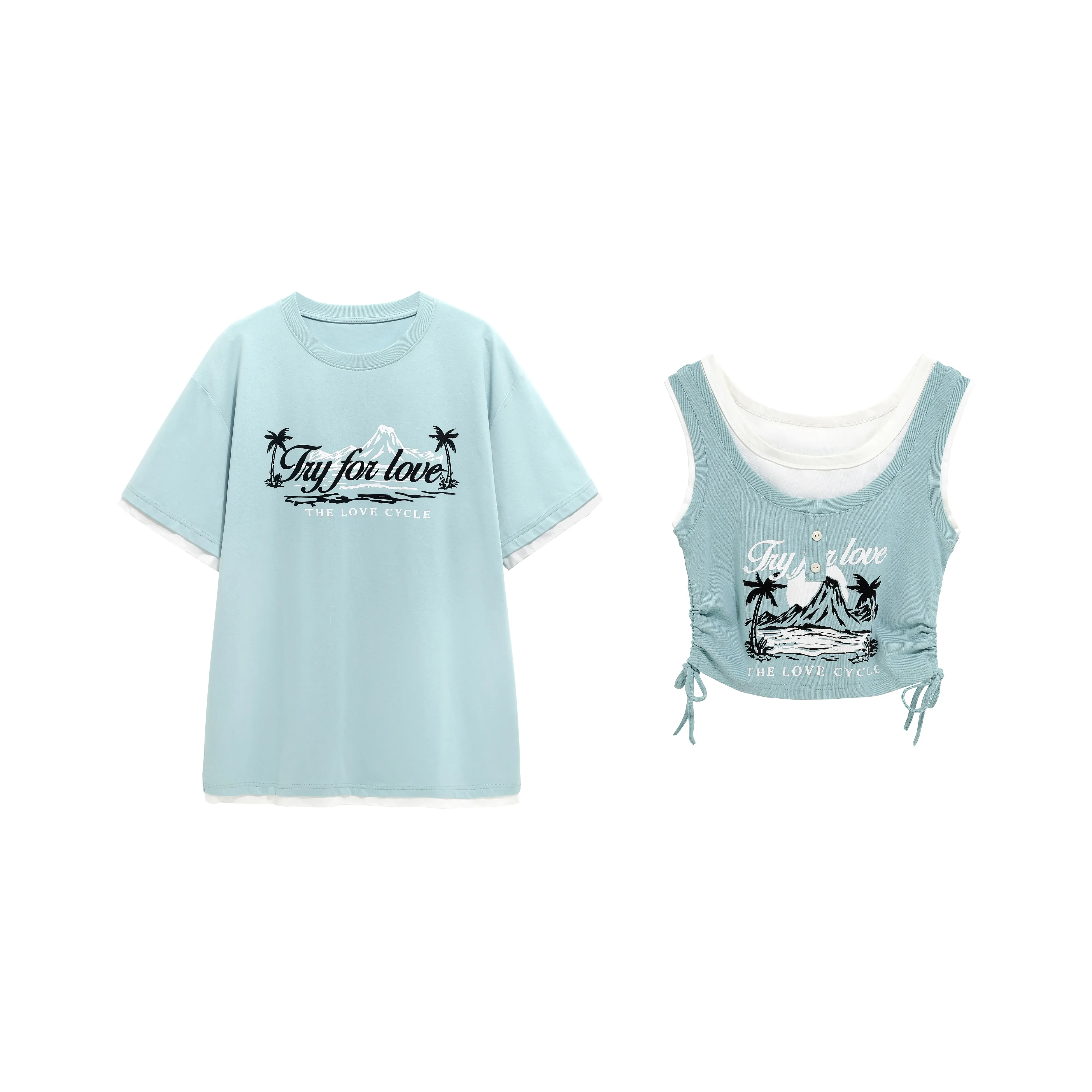 Tryforlove Couple Sets Women's Mint Green Clothing Sets