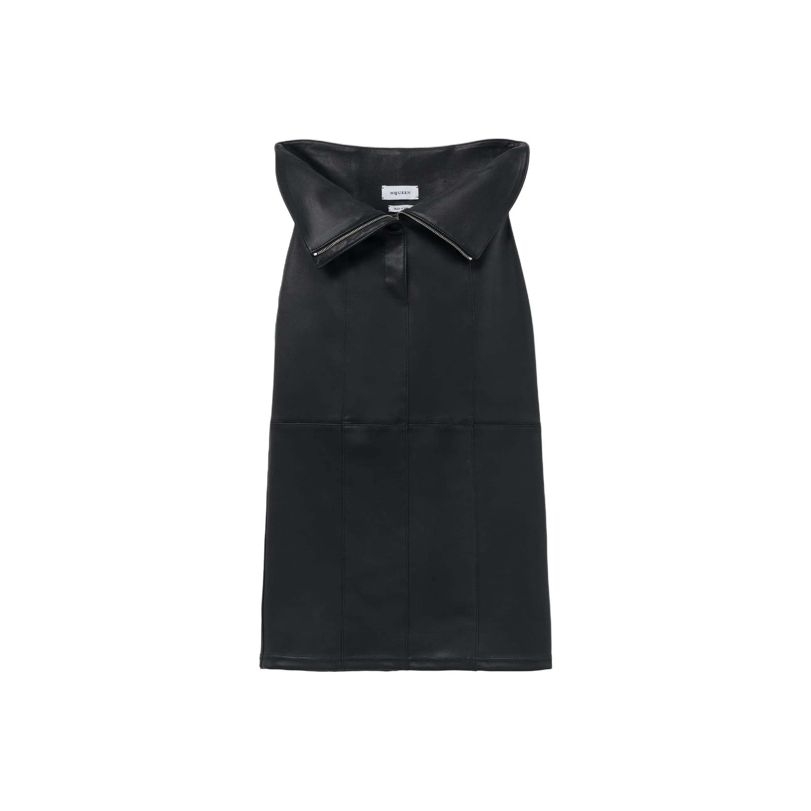 Alexander McQueen Fold Over Waist Leather Skirt