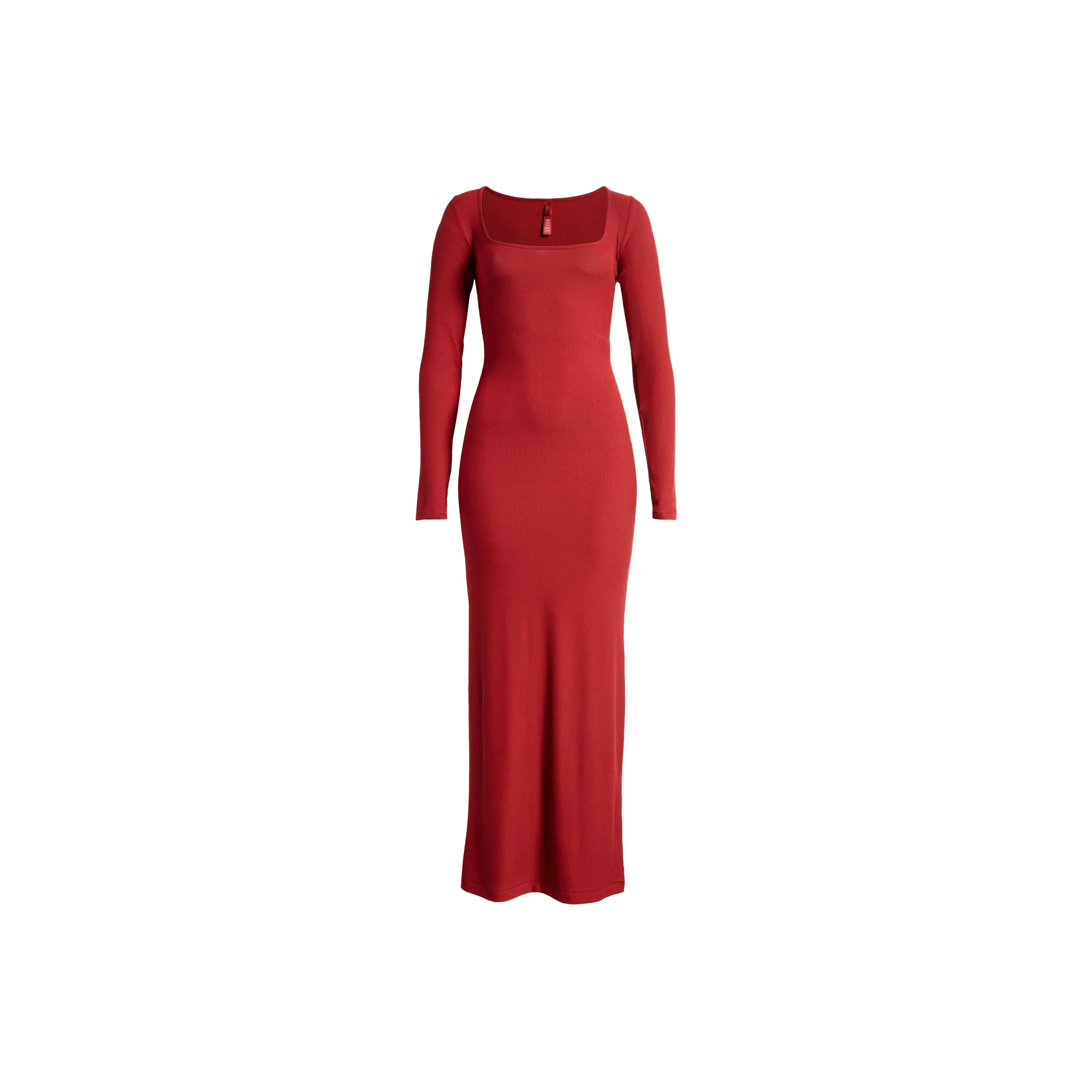 SKIMS SOFT LOUNGE LONG SLEEVE DRESS Long Sleeved Dress Women's Brick Red/BRICK
