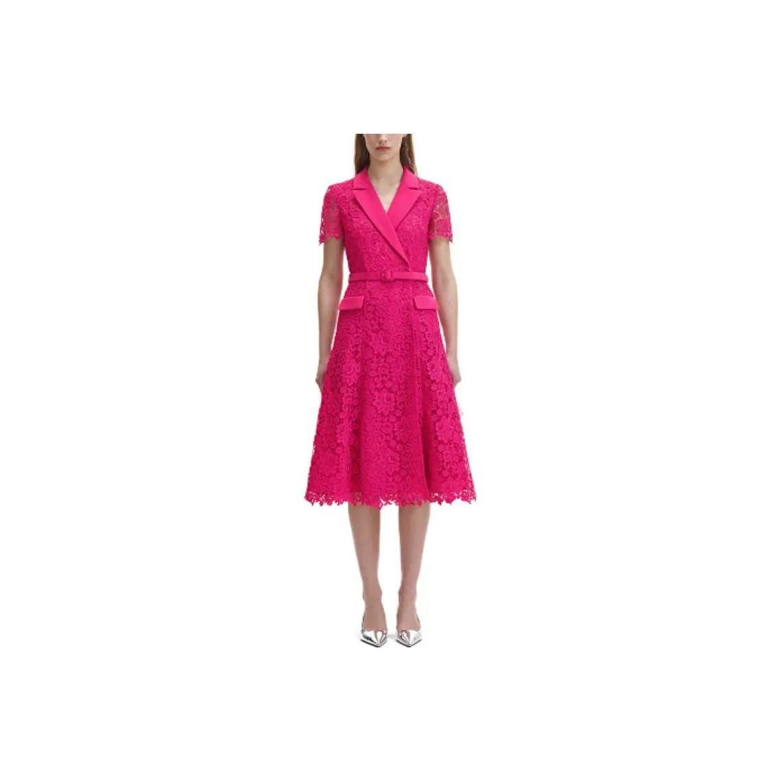 Self portrait Short Sleeved Dress Women's Rose Red