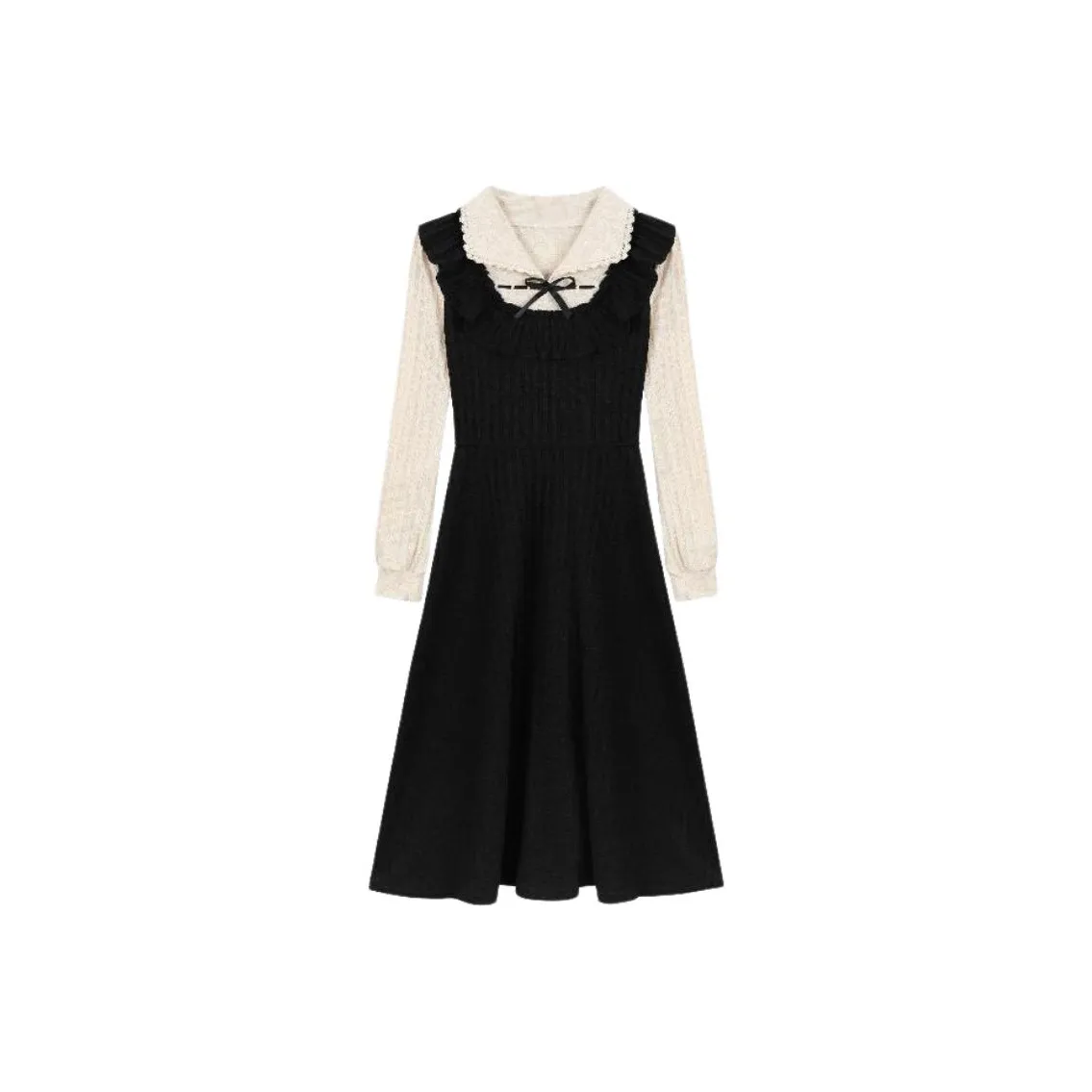 PAIN OR PLEASURE Длинное платье с длинными рукавами женское черное