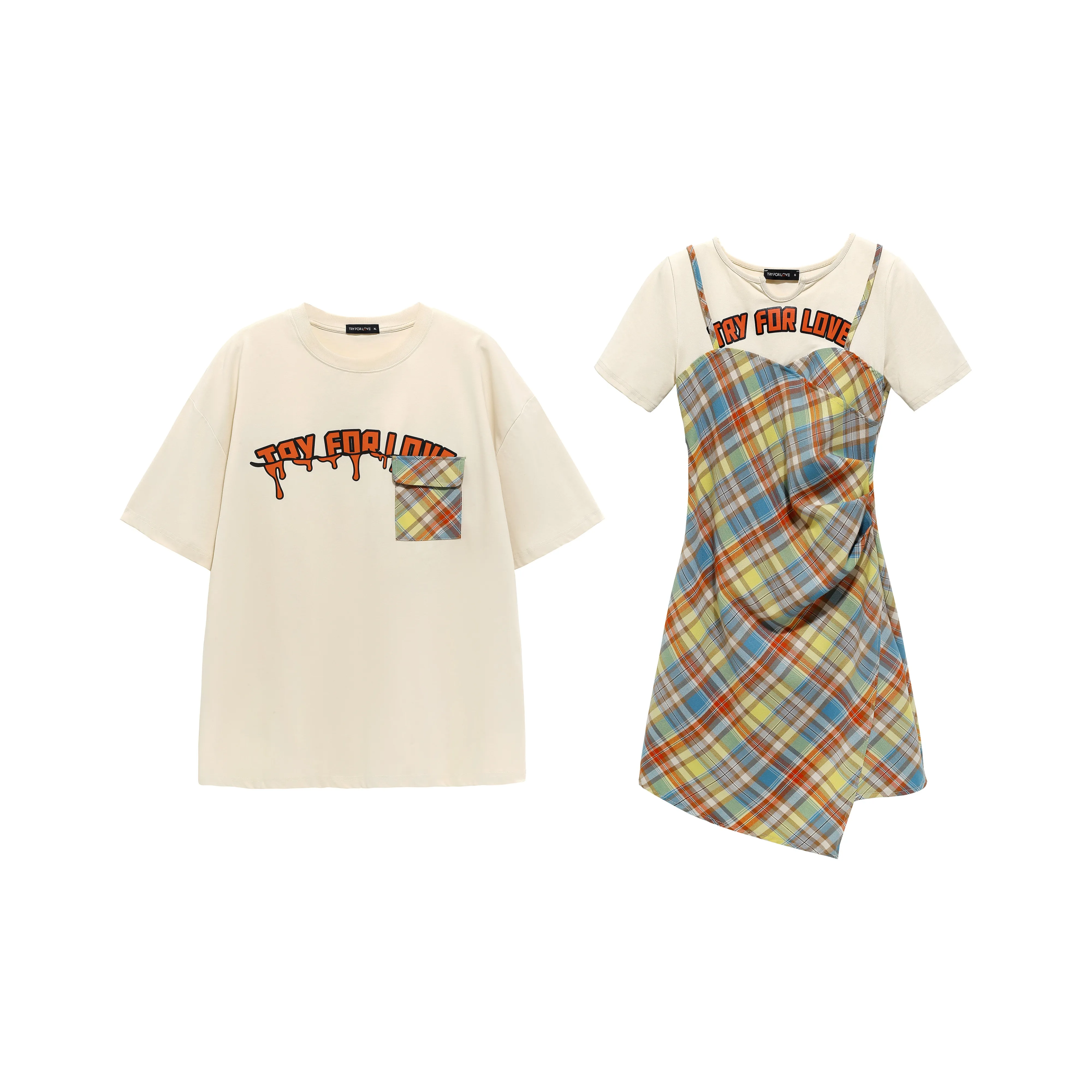 Tryforlove Женский Апельсиновый Набор + Мальчики Хаки Набор Женские Парные Комплекты