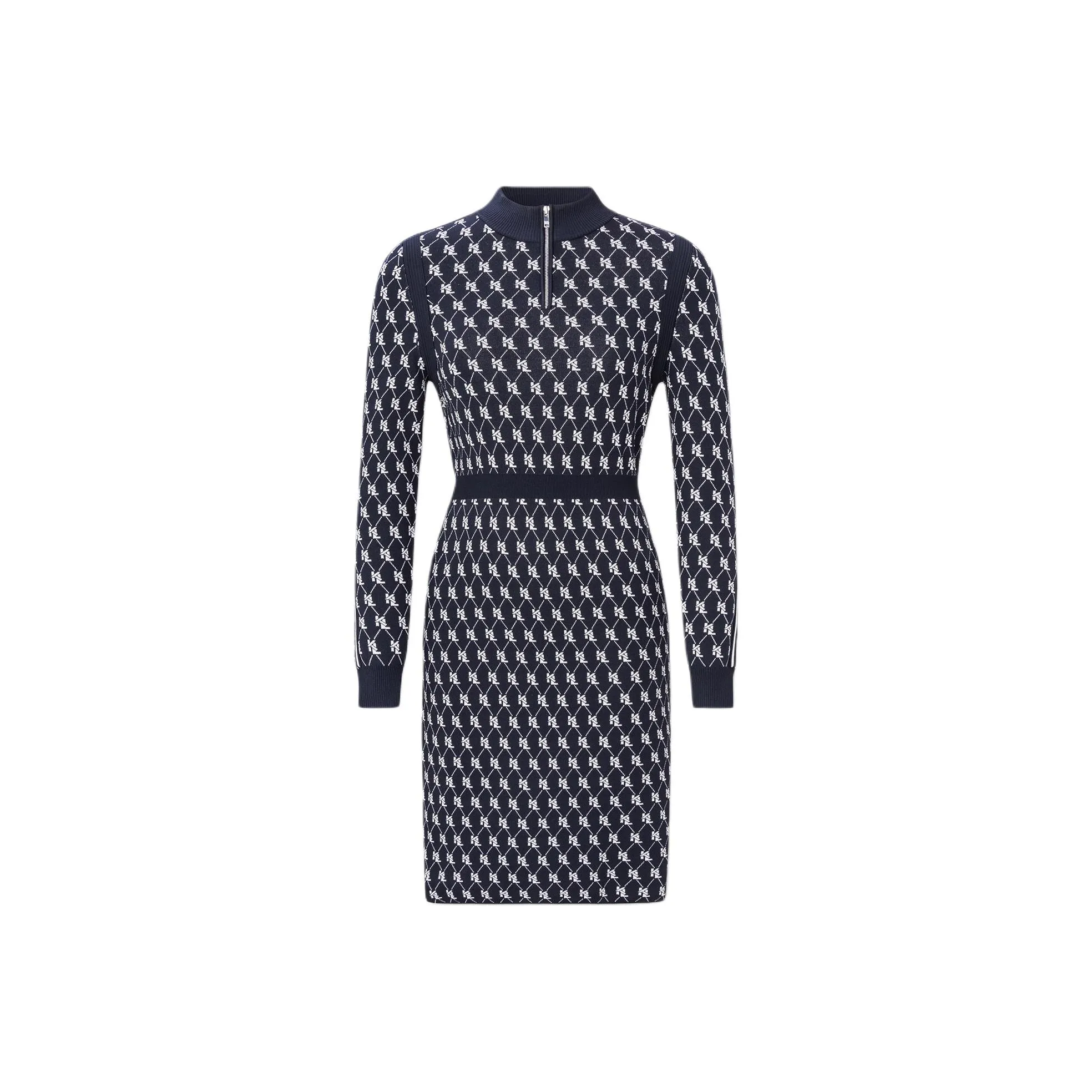 Karl Lagerfeld Длинное платье с длинными рукавами женское темно-синий