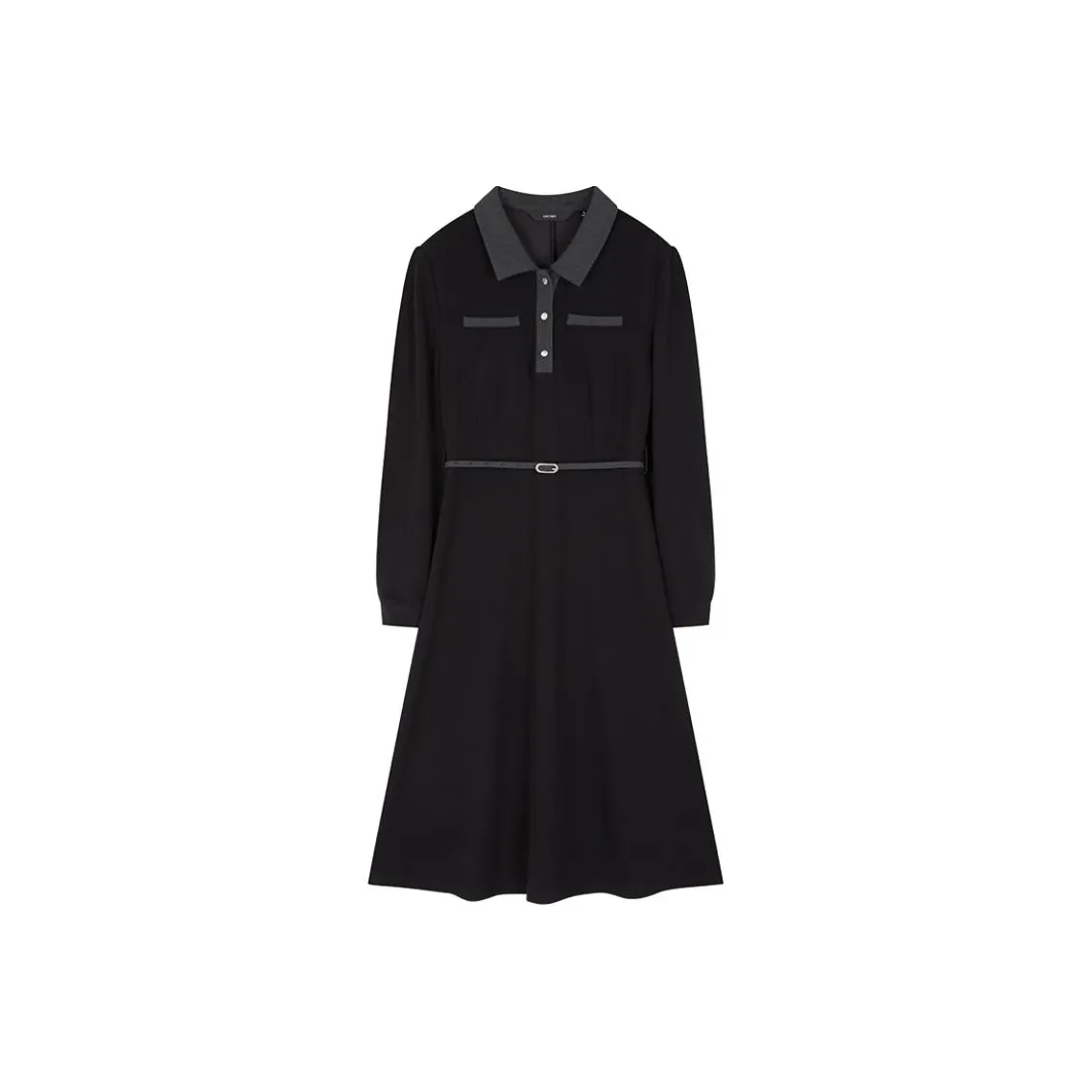 IHIMI Длинное платье с длинными рукавами женское черное