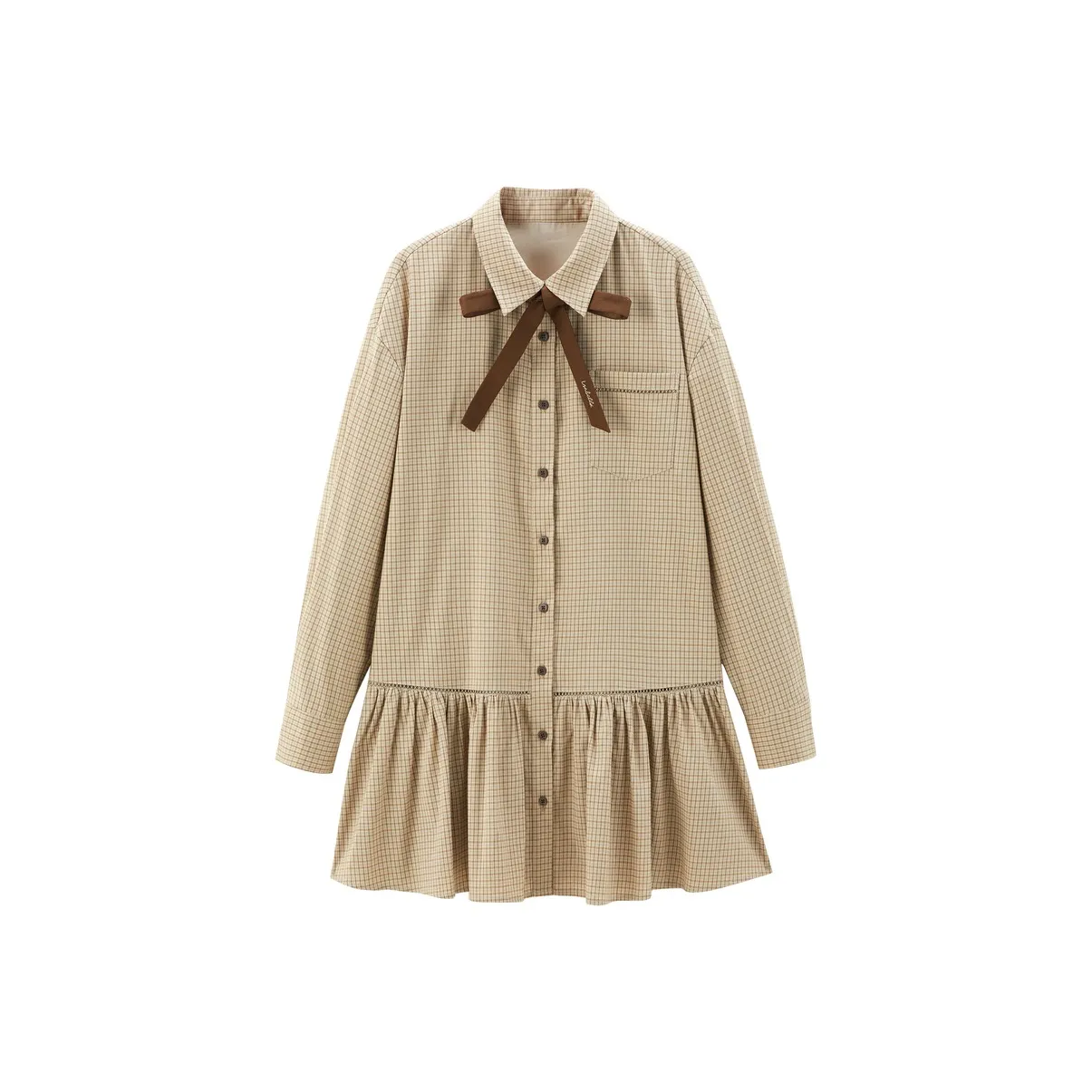 LEDIN Длинное платье с длинным рукавом женское коричневое