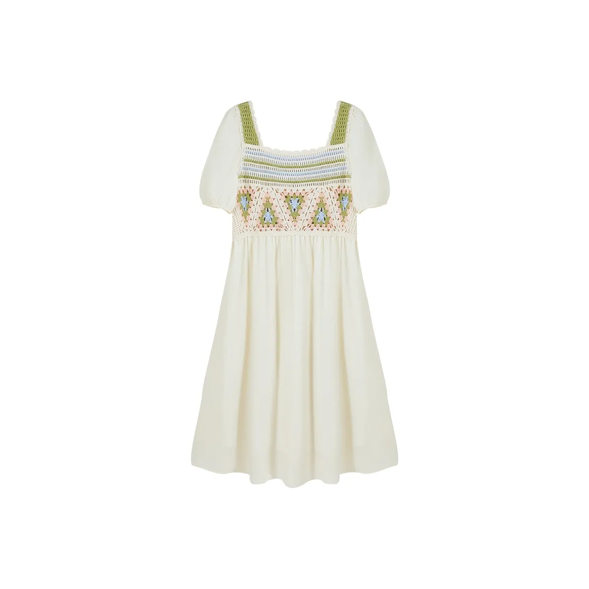 XIANGYING Короткий рукав Платье Женское Бежевое