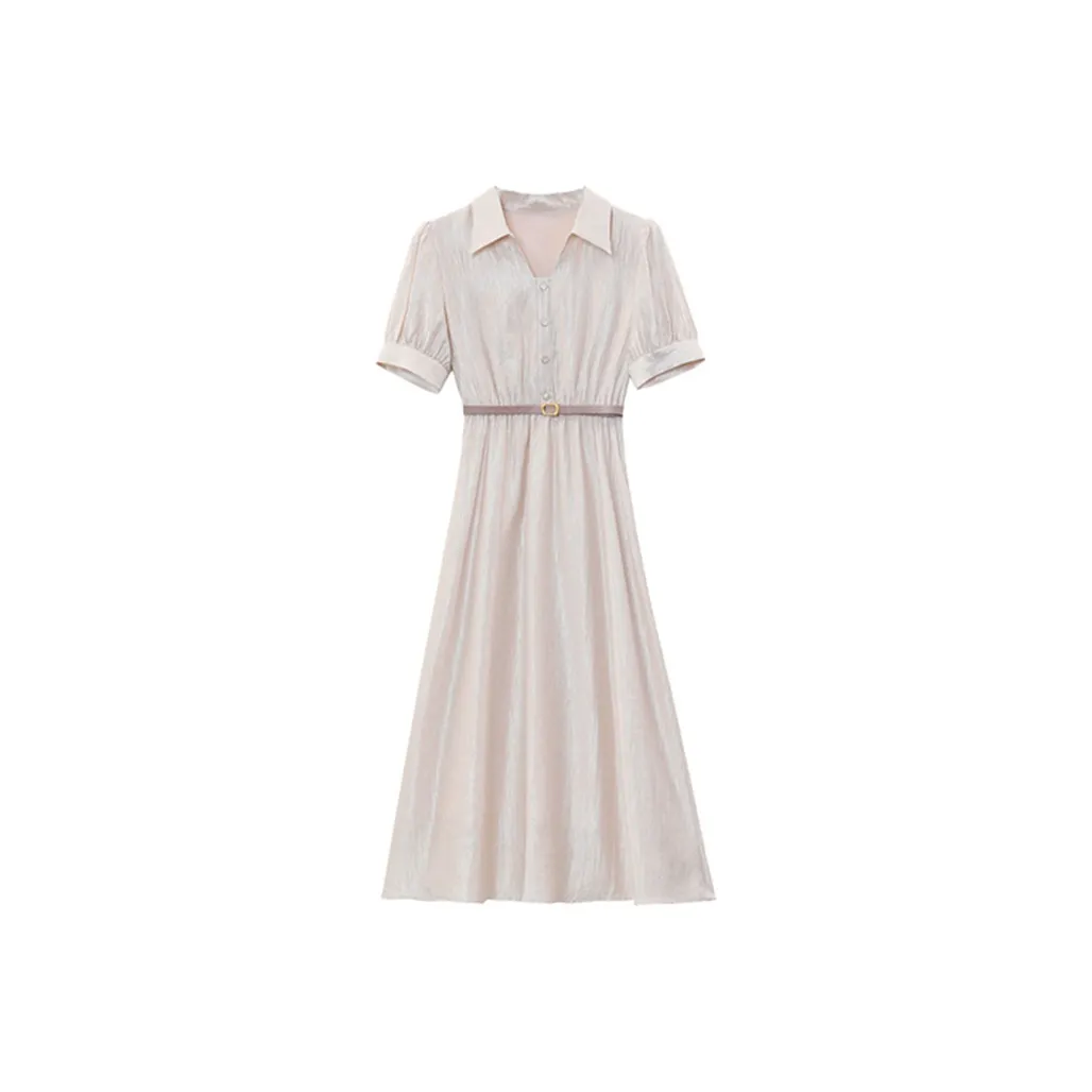 SYEEE WITH U Короткий рукав Платье Женское Позолоченное Светло-розовый