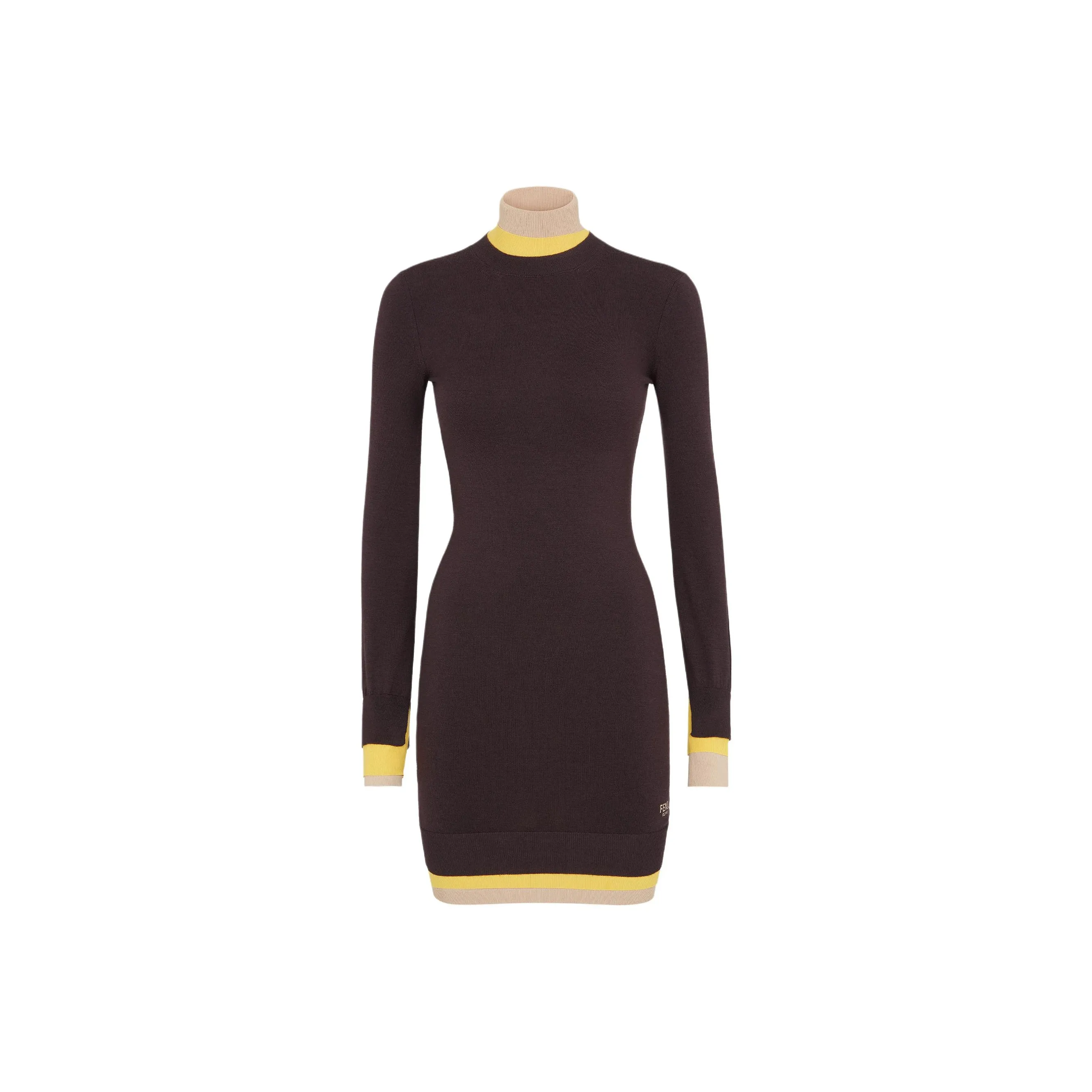 FENDI Logo Embroidered High Neck Knitted Dress