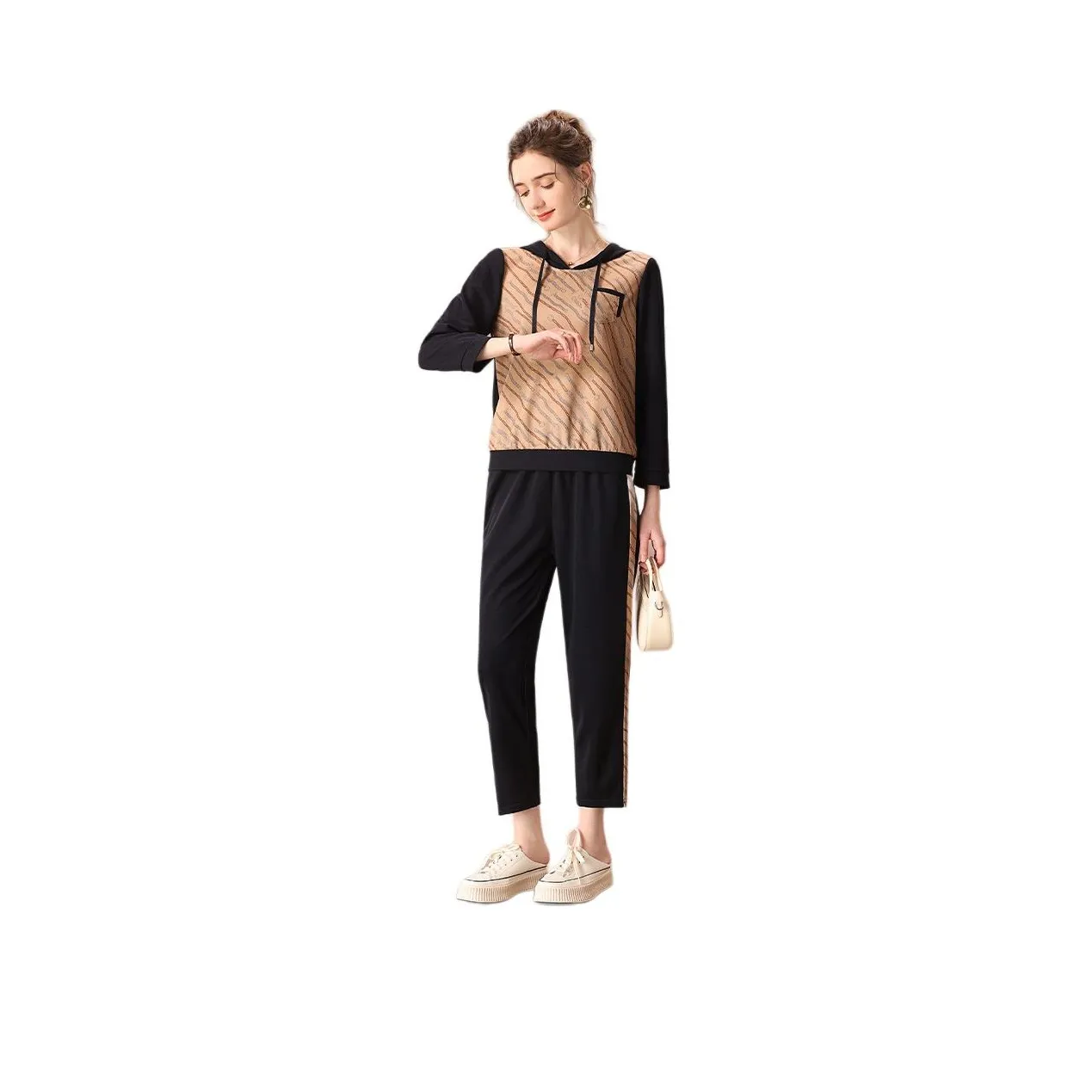 FENHONGMALI Повседневный костюм женский цвет хаки