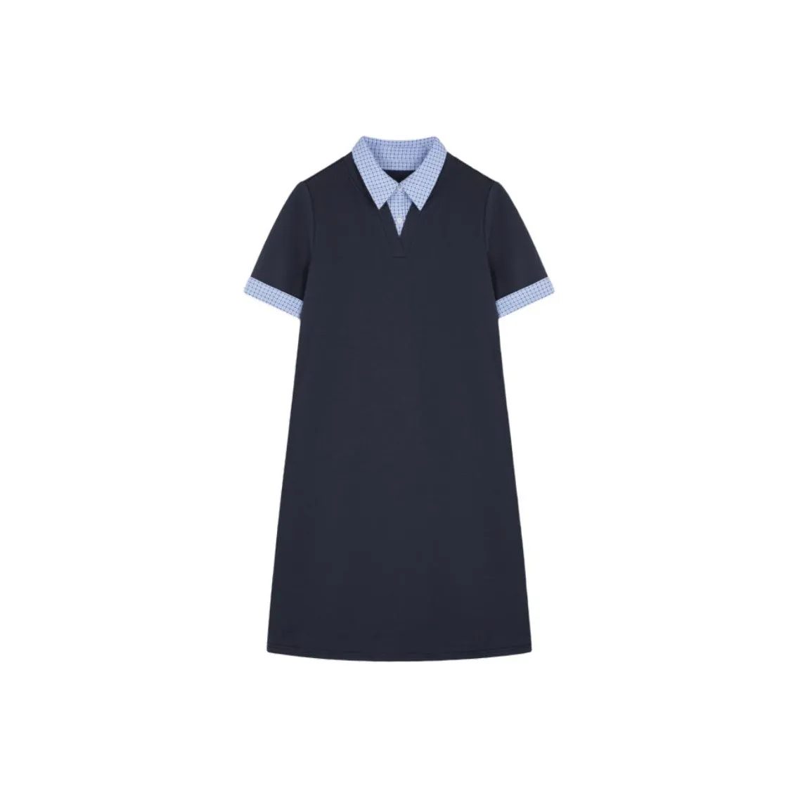 IHIMI Короткое платье с короткими рукавами женское темно-синее