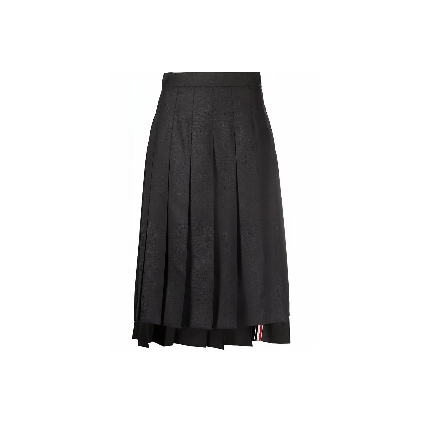 THOM BROWNE High Waist Pleated Midi Skirt