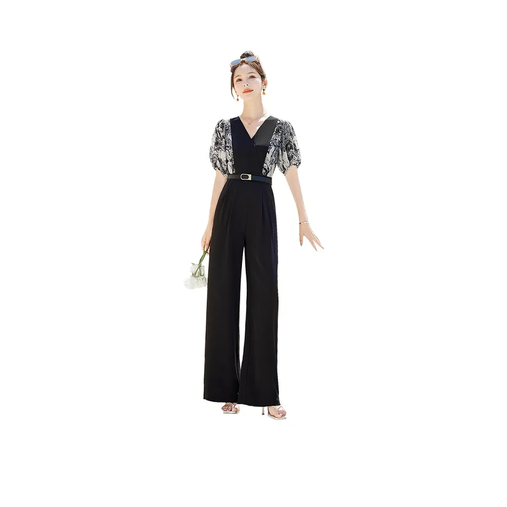 Cypress House Jumpsuit Women's Black With Beige Floral