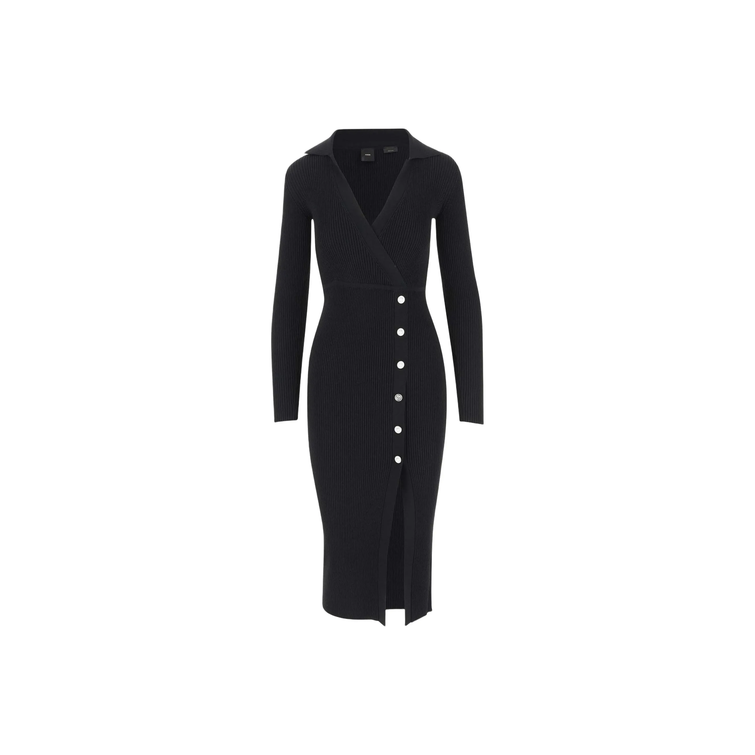 PINKO Fine Ribbed Wrapped Midi Dress