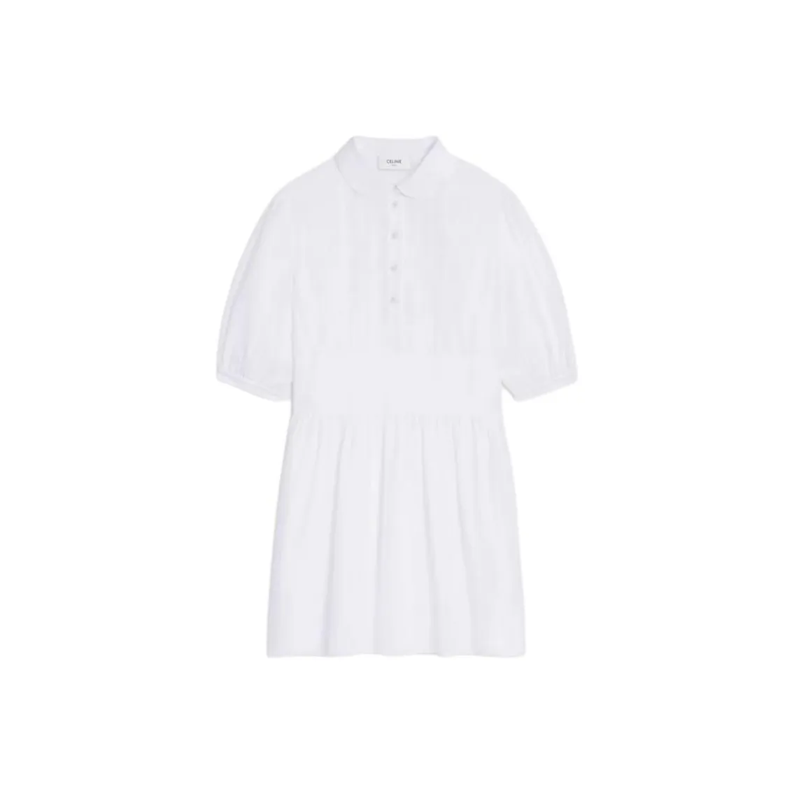 CELINE Babydoll Mini Dress In Striped Cotton Voile