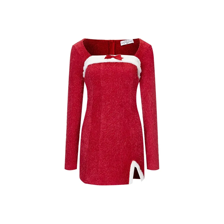 Girly Fancy Club Длинное платье с длинными рукавами женское красное