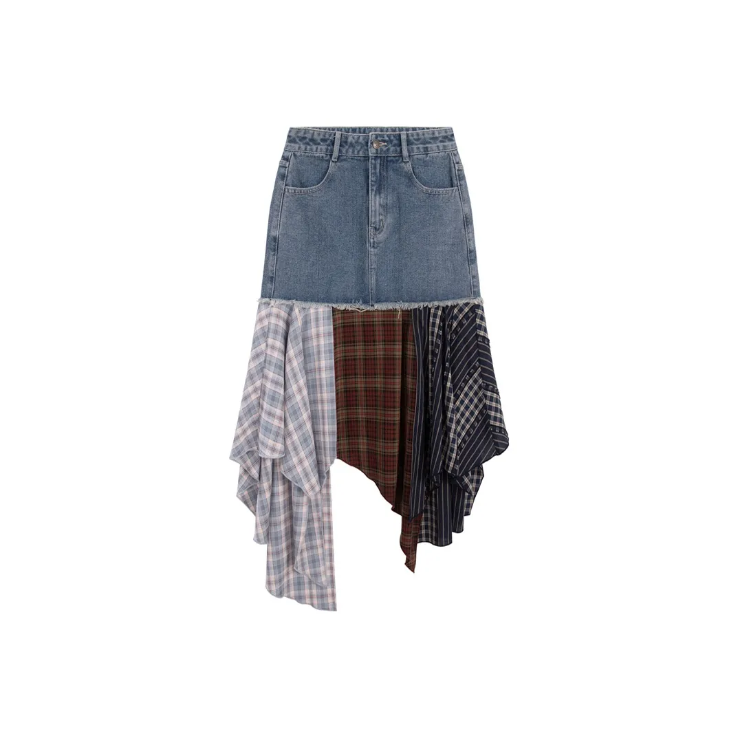 UNIFREE Деним Длинная Юбка Женская Синяя