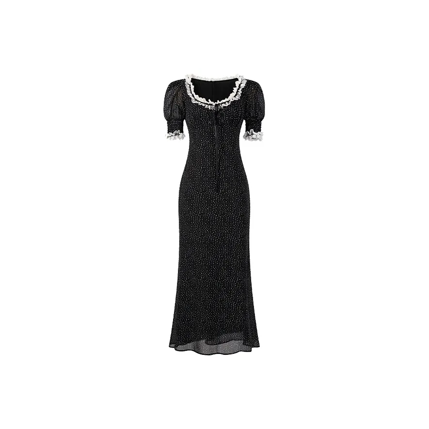 COVT Short Sleeved Dress Women's Black Polka Dot