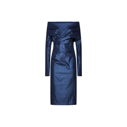 Talbot Runhof Blue Женские Длинные Рукава Платья