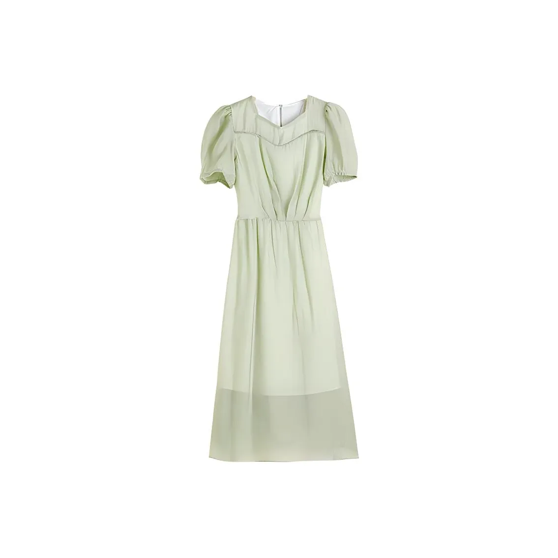 Hang Yi Court Короткий рукав Платье Женское Зеленое
