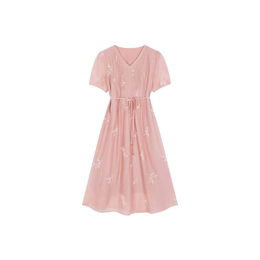 Mo Han Yi Mei Короткий рукав Платье Женское Розовое