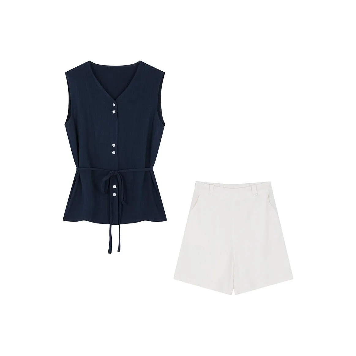 IHIMI Casual Suit Women's Navy Blue White