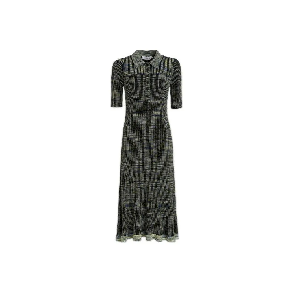 PROENZA SCHOULER Space Dye Ribbed Knit Polo Dress