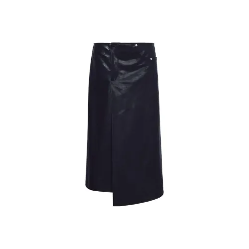 PROENZA SCHOULER Черная женская кожаная длинная юбка