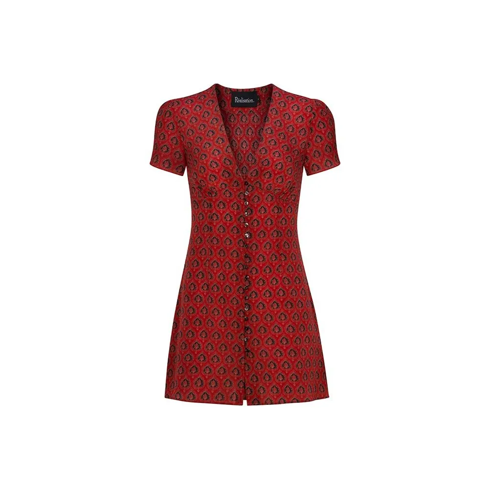 Realisation Par Короткое платье с короткими рукавами женское красное