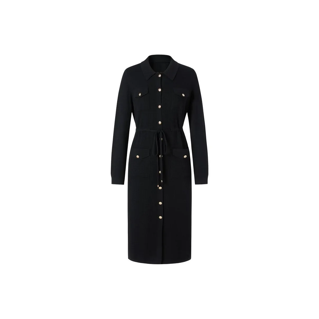 JZ Juzui Long Sleeved Dress Women's Plain Black