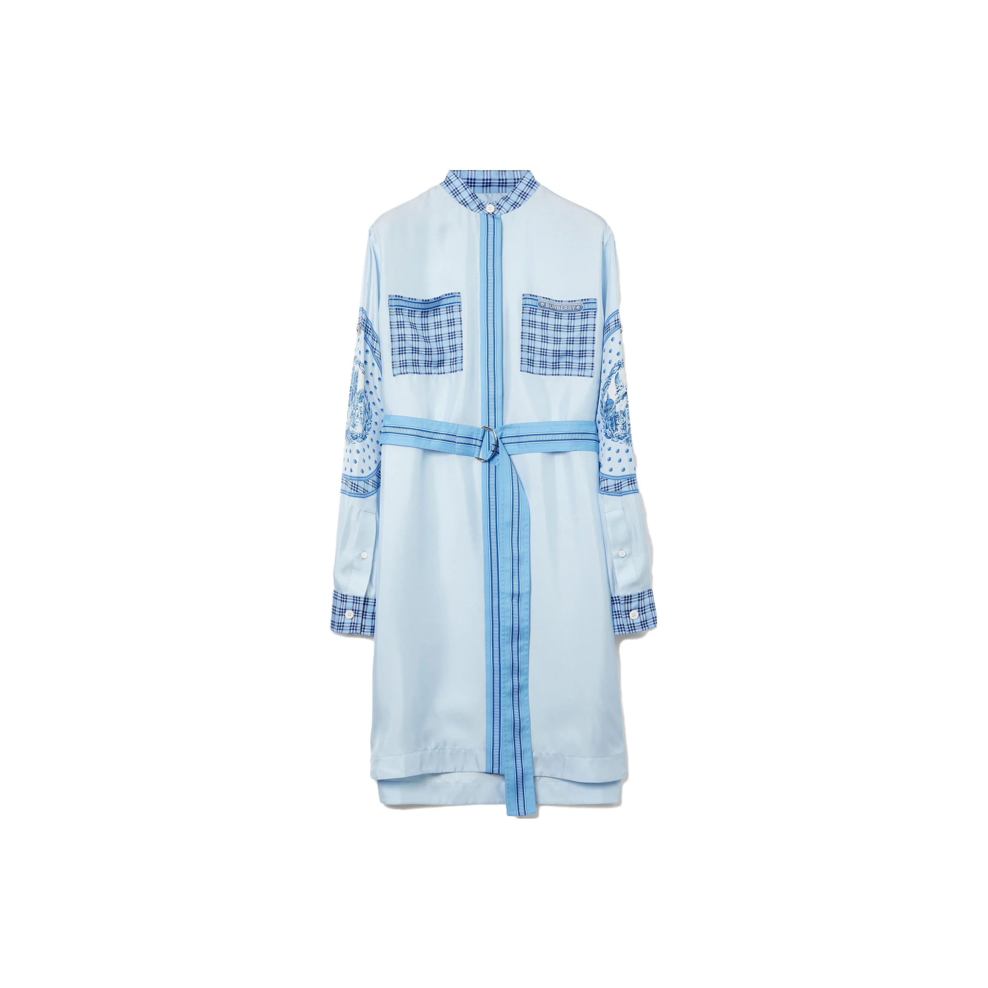 Burberry Monument print Belted Silk Shirt Dress