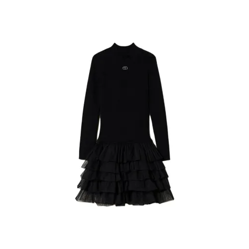 Twinset Черное Женское Длинное Платье с Рукавами