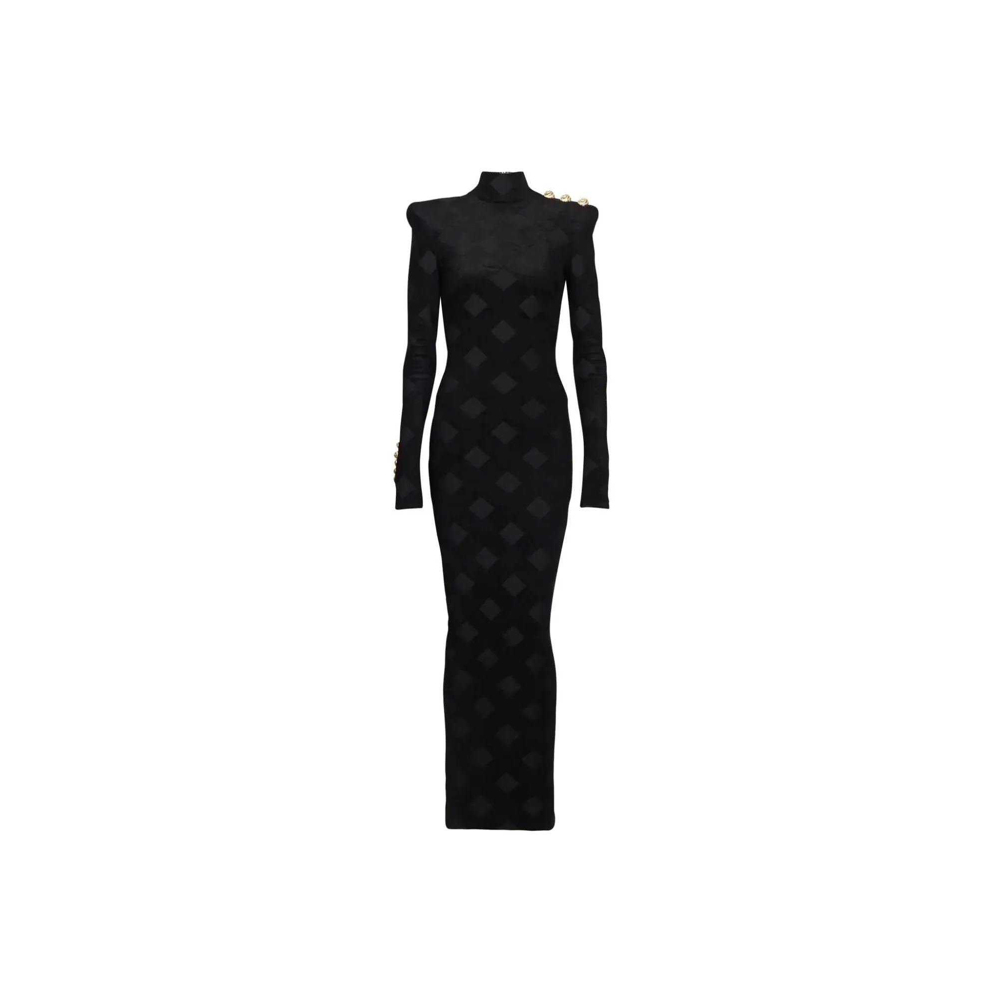 BALMAIN Gingham Bouclé Maxi Dress