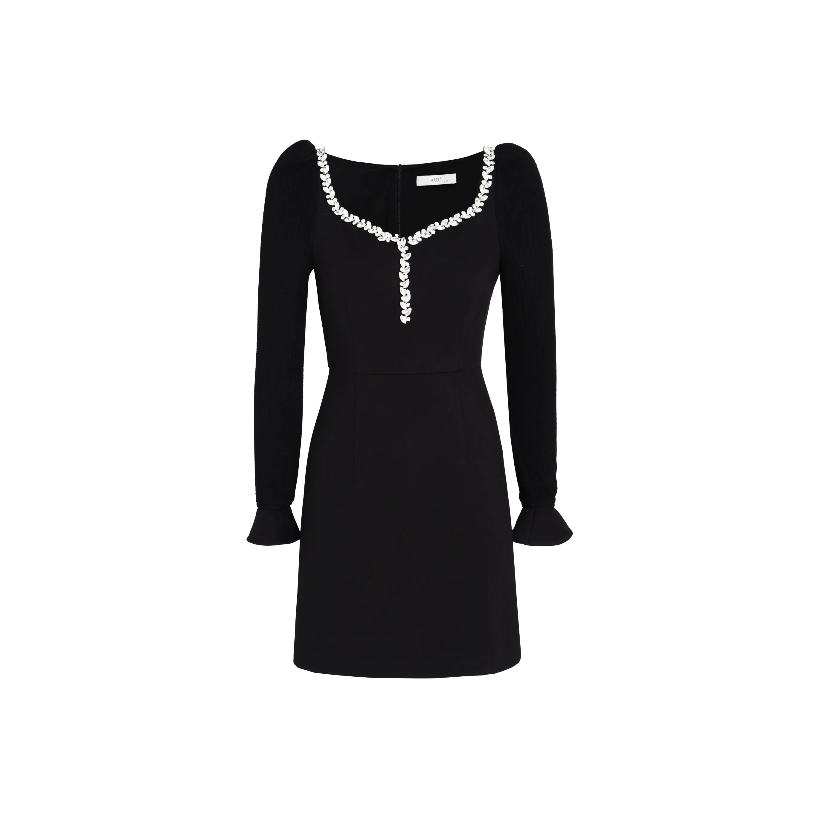 AUI Длинное платье с длинными рукавами женское черное