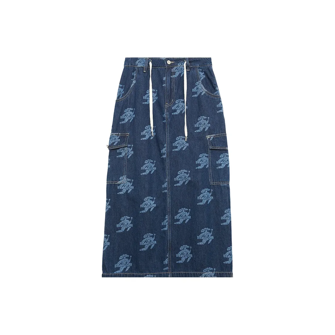 MUGUOGUOMU Denim Long Skirt Women's Dark Blue