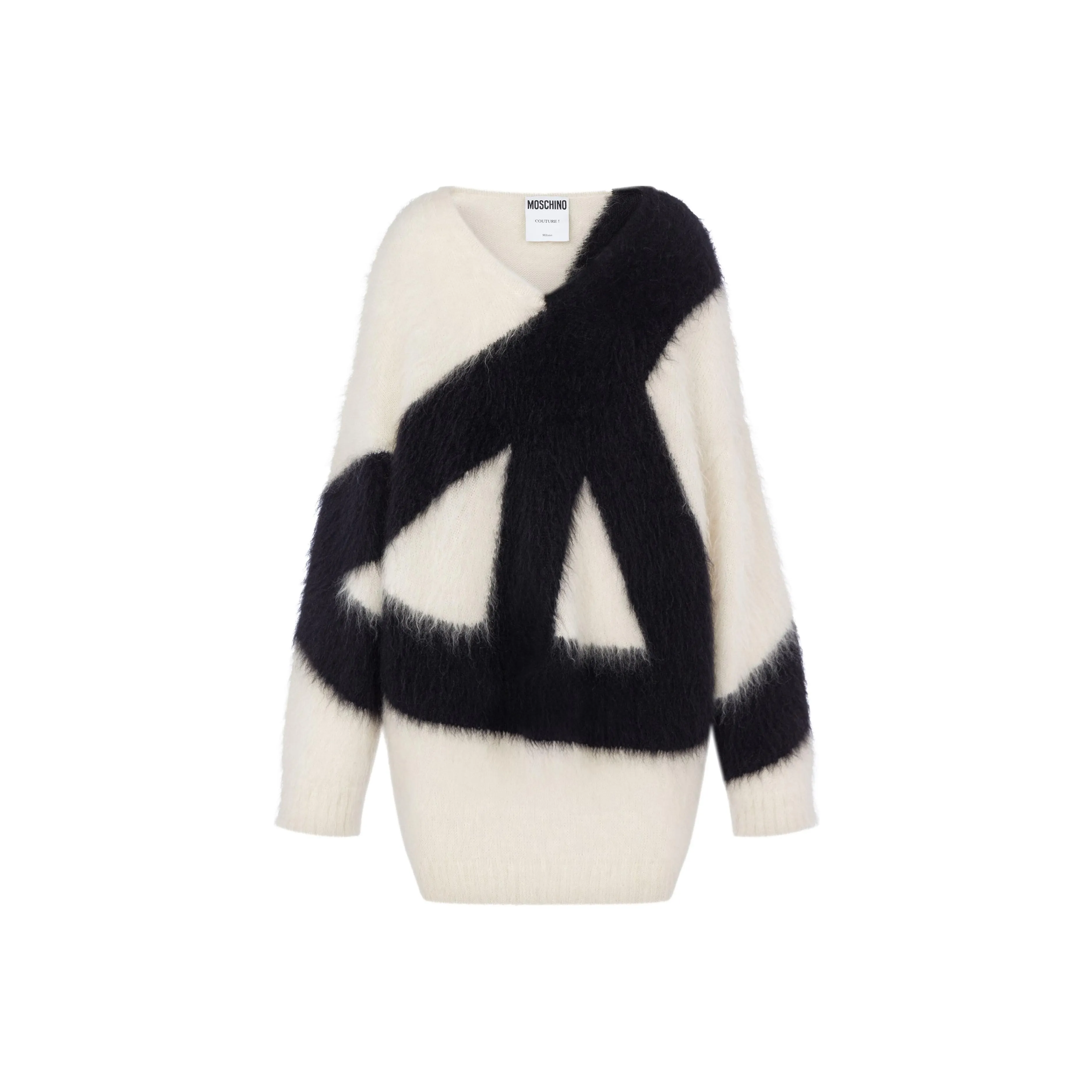 MOSCHINO V neck Virgin Wool mohair Blend Dress