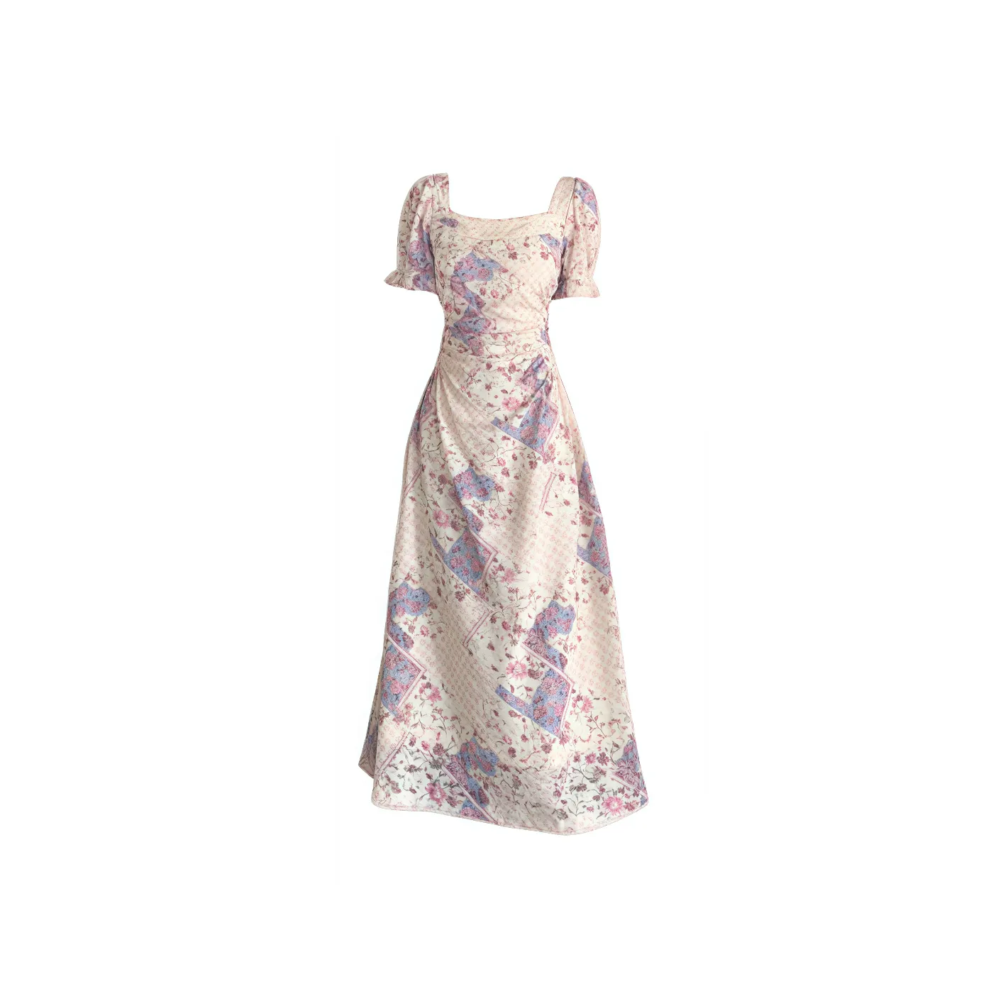 SONDR Короткий рукав Платье Женское Фиолетовый Цветочный дизайн