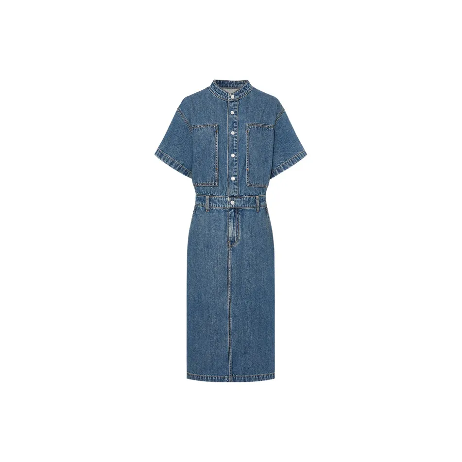 MOCO Short Sleeved Dress Women's Denim Blue