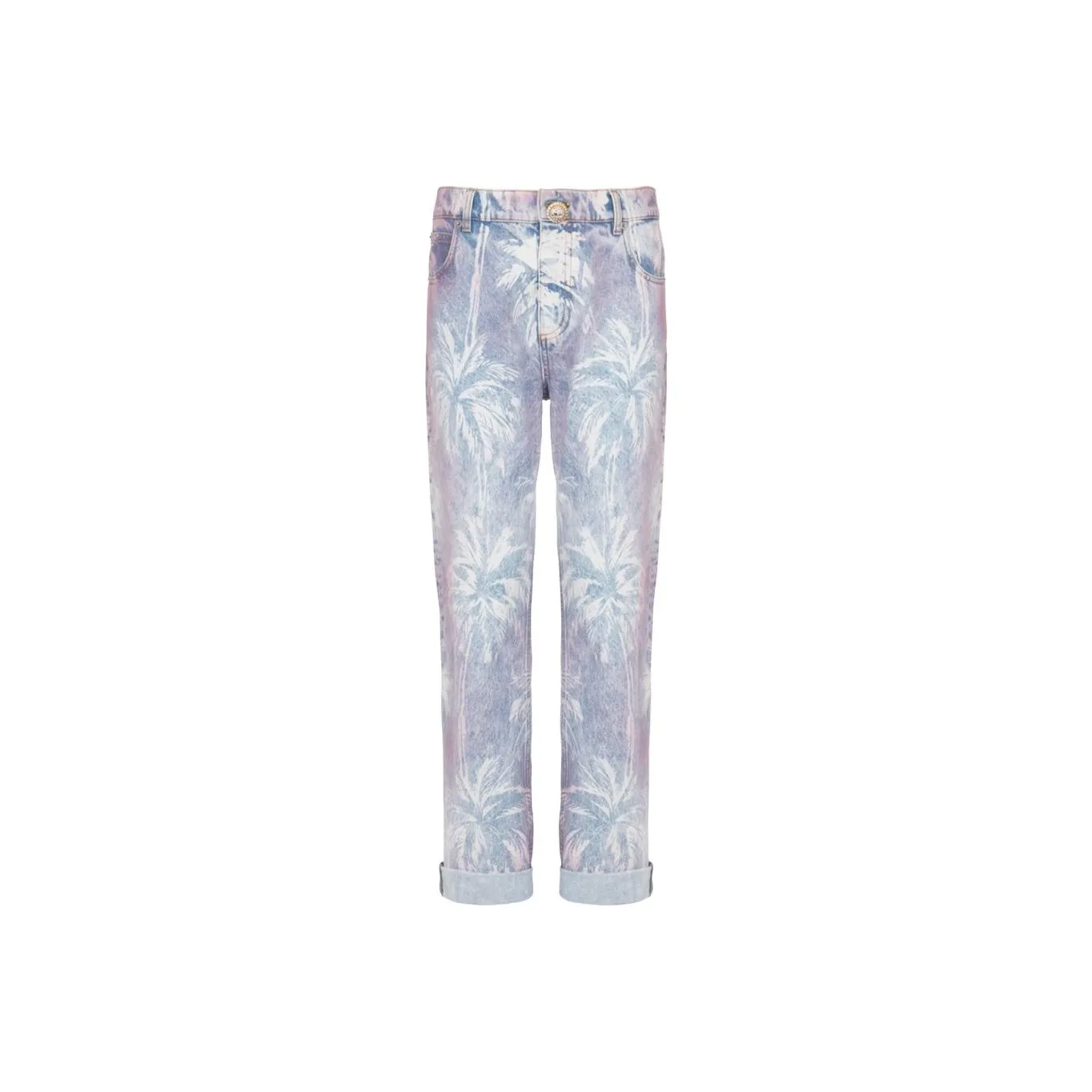 BALMAIN Palm Tree Denim Boyfriend Jeans