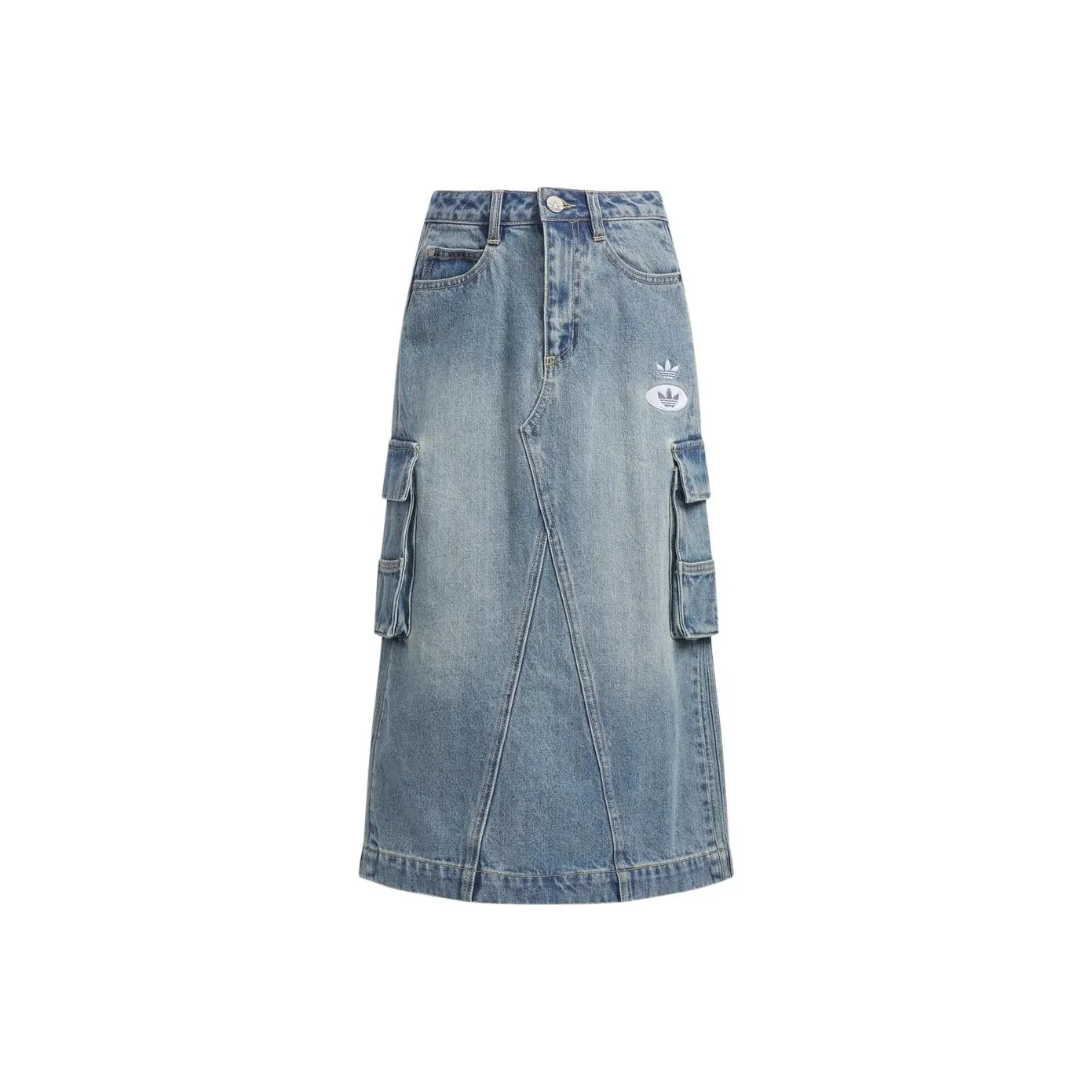 Adidas Originals Denim Long Skirts Women's Light Blue