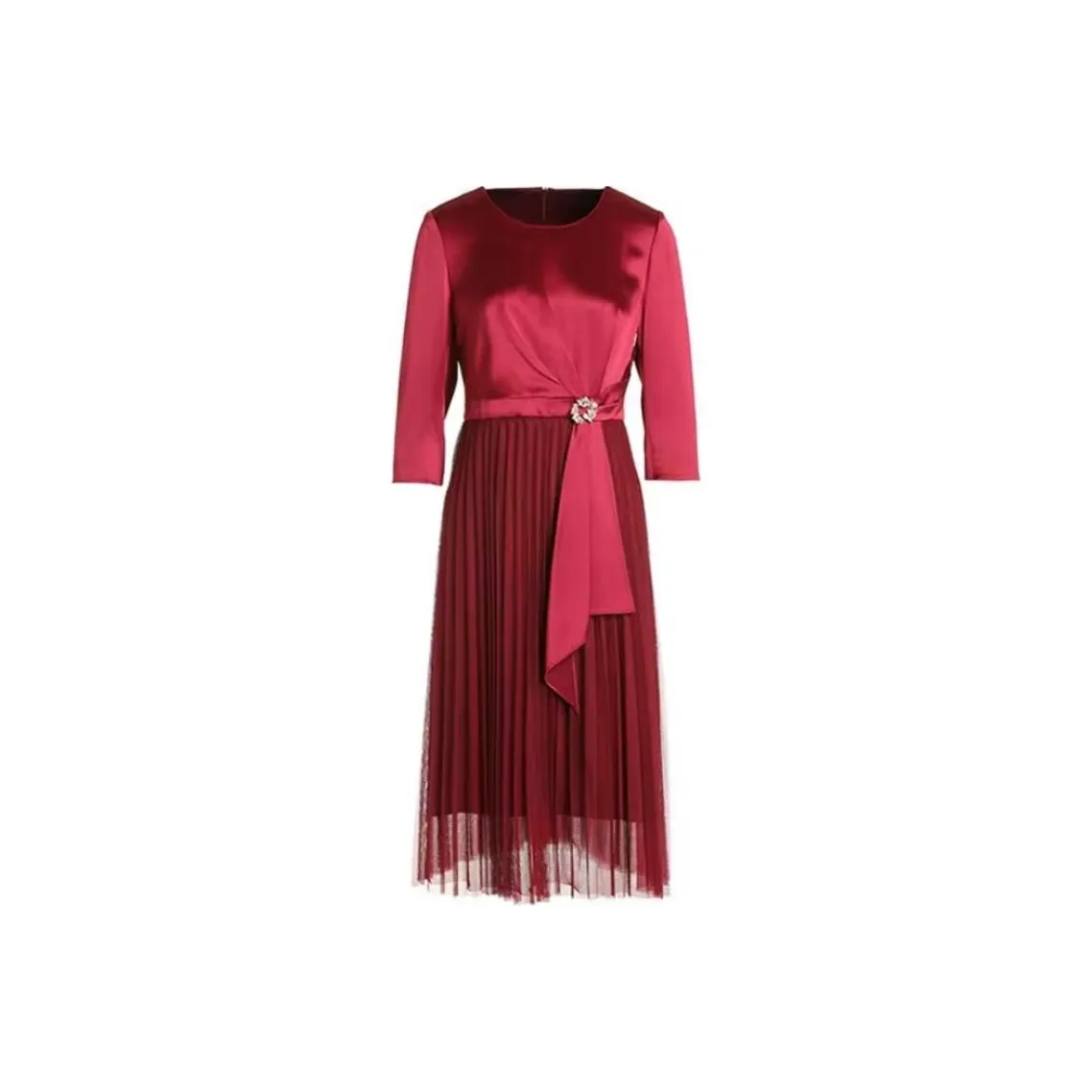 QIAOWANNI Long Sleeved Dress Women's Jujube Paste Red