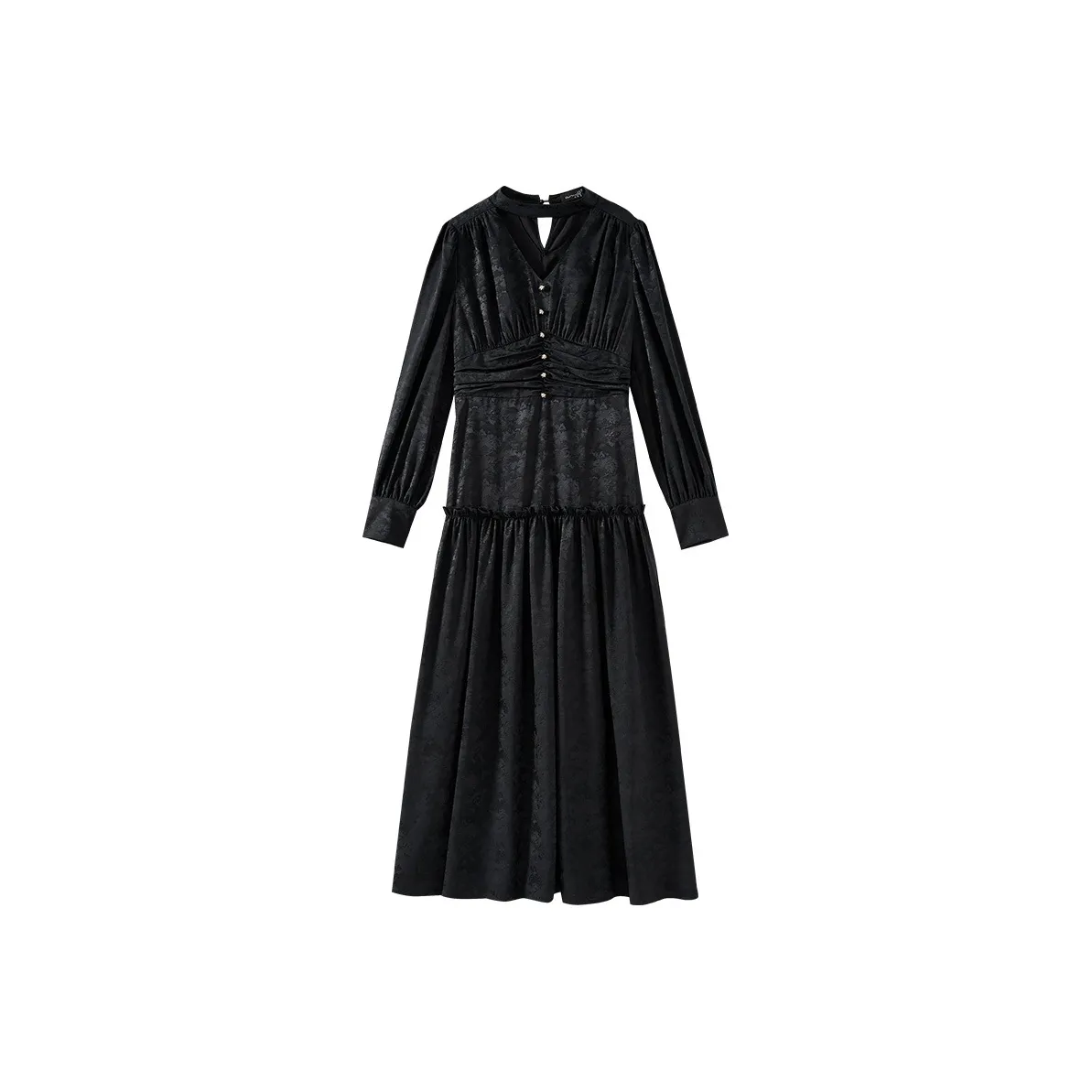 OUNIXUE Длинное платье с длинным рукавом женское черное