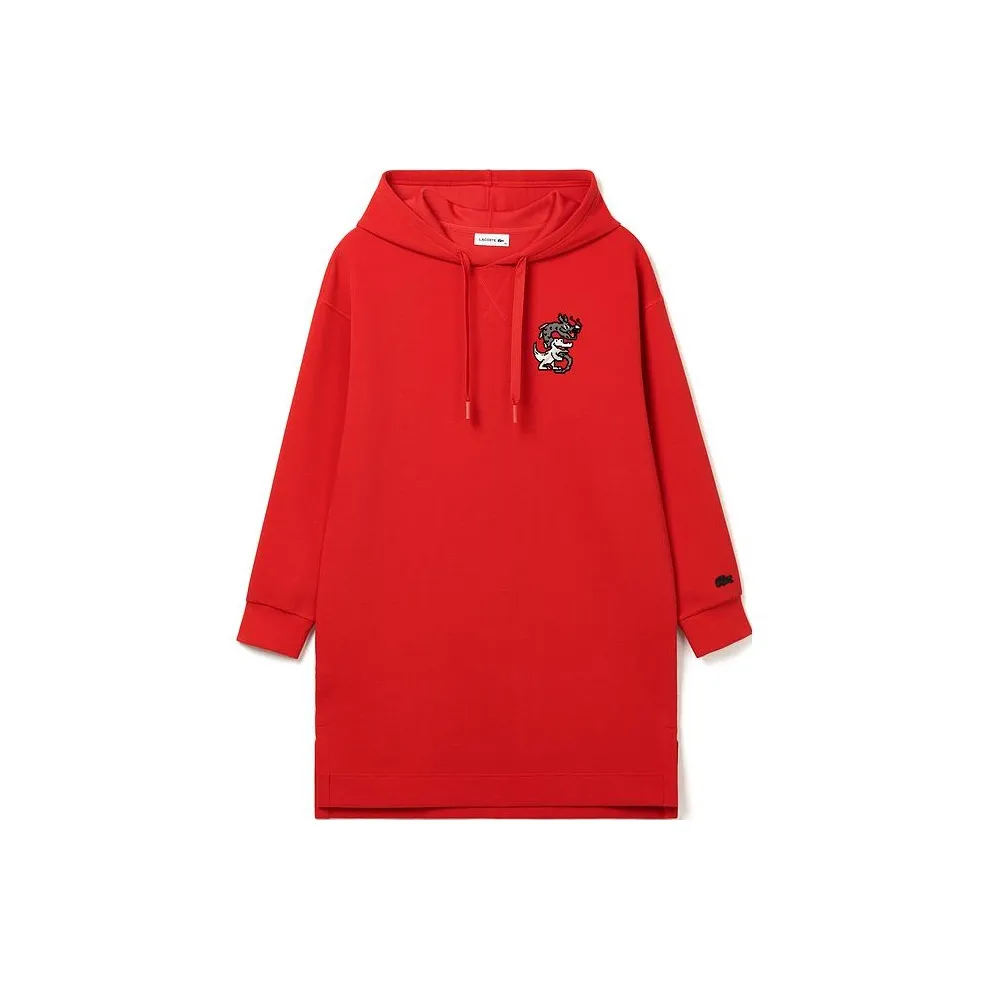 LACOSTE Collaboration Длинное платье с длинным рукавом женское красное